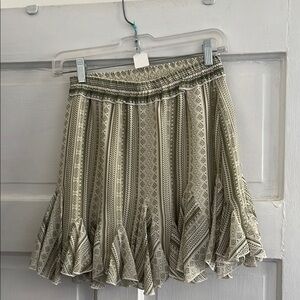 Women’s Boho Ruffled Mini Skirt in Olive Beige